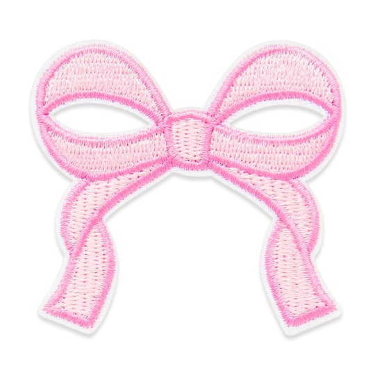 Pink Embroidered Bow Iron-On & Adhesive Patch by Make Market®